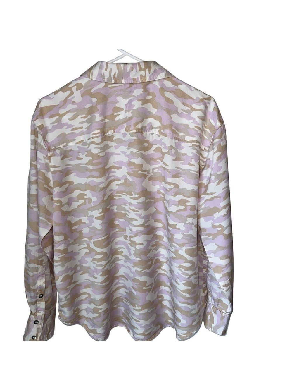 Women’s Calvin Klein Tan & Pink Camo Print Boyfriend Button Down Shirt Small - Picture 3 of 10